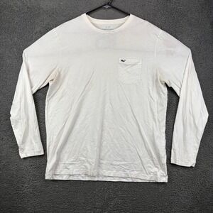 Vineyard Vines Mens L White Pocket Long Sleeve T Shirt Cotton Whale Logo Casual